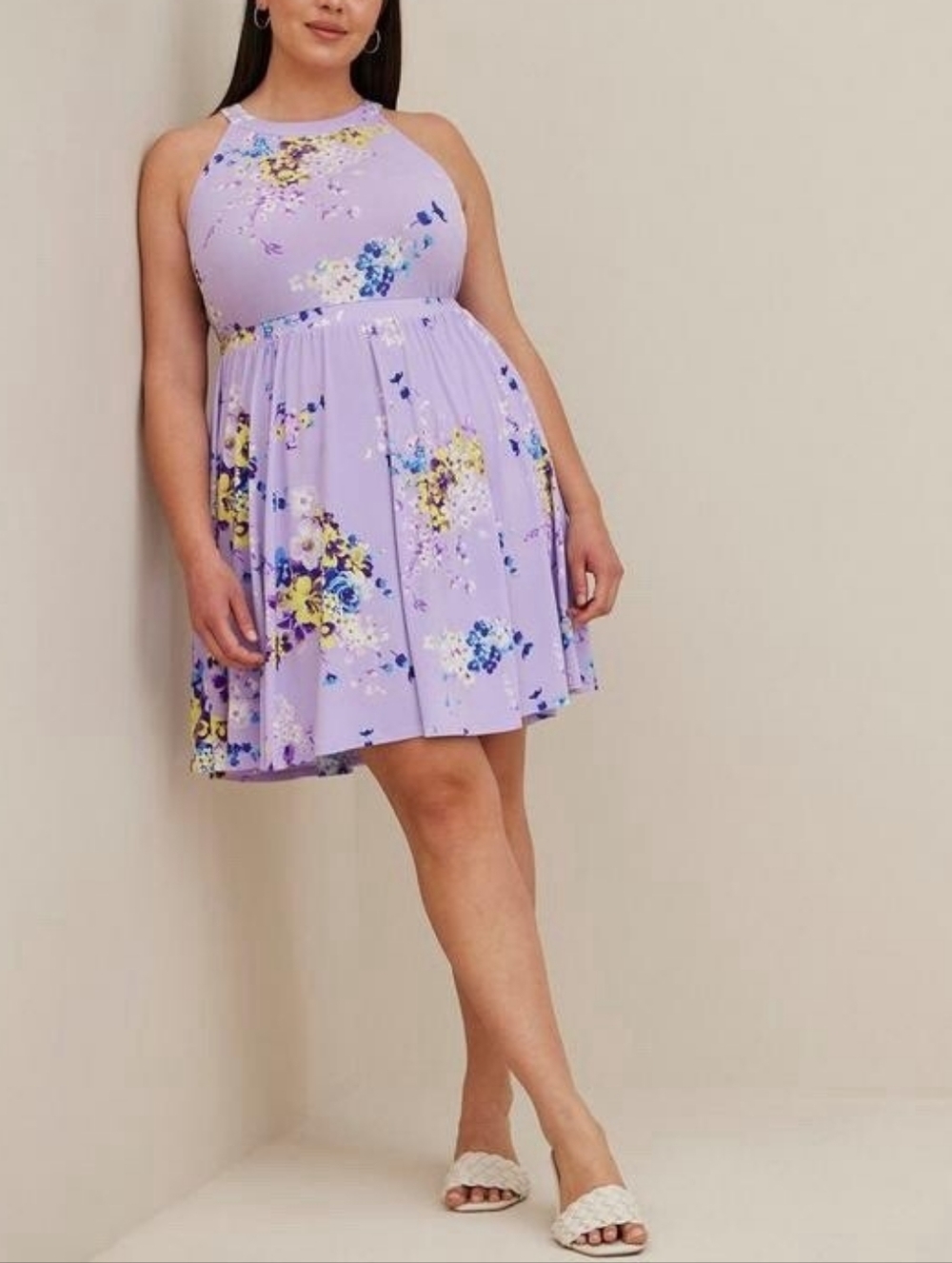 Torrid - Lilac Floral Halter Skater Dress